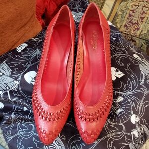 7N Broadway Vintage Brazilian Woven Red Leather Shoes Women's Size 7.5 8